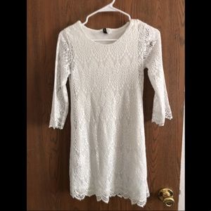 White crocheted dress 3/4 sleeves